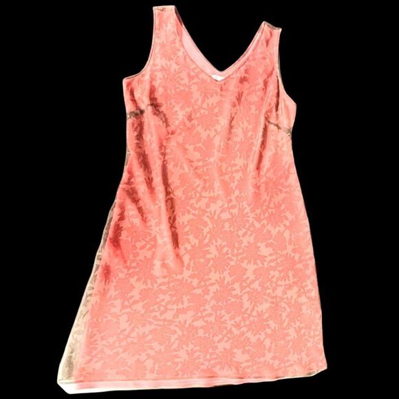 NWOT Ann Taylor LOFT Coral Pink Floral Sleeveless Lined Slip Dress Size 8 - Picture 1 of 7